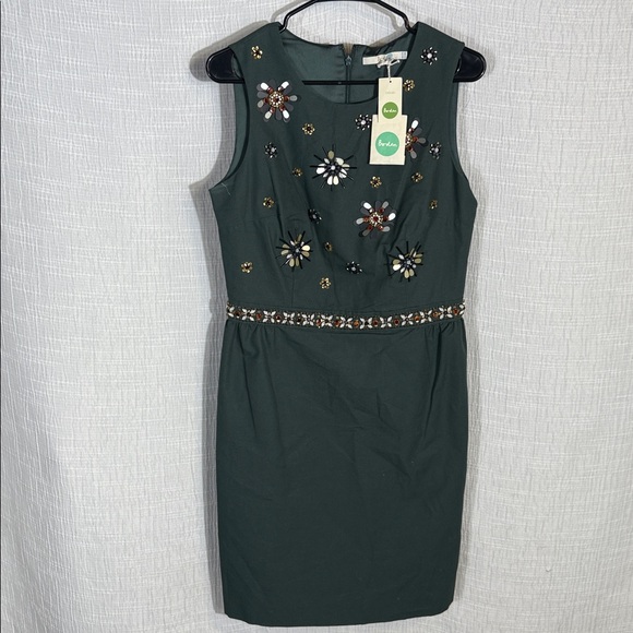 NWT Boden Brunswick emerald‎ embellished dress sz 8R - Picture 2 of 13